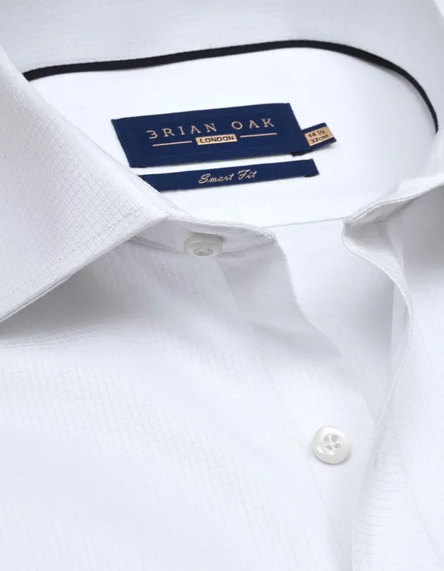 Easy Care Textured White Dress Shirt - Brian Oak
