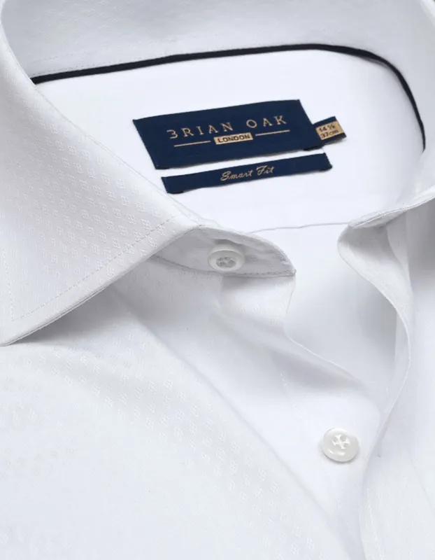 Self Textured White Formal Shirt - Brian Oak