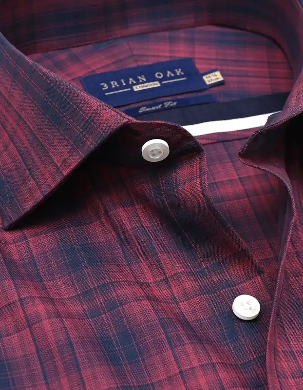 Maroon and Black Cotton Check Shirt - Brian Oak