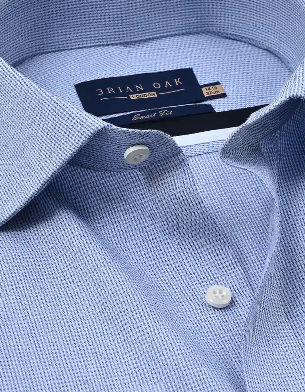 Easy Care Formal Check Shirt – Light Blue - Brian Oak