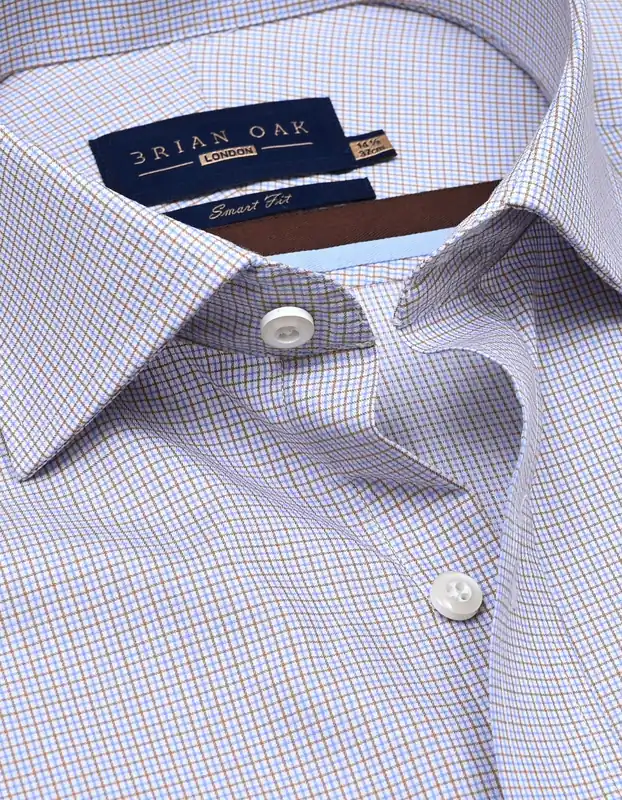 Light Brown Checkered Dress Shirt - Brian Oak