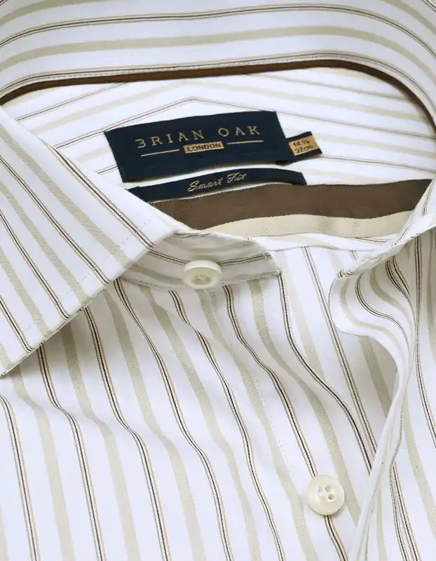 Striped Twill Dress Shirt – Fawn - Brian Oak