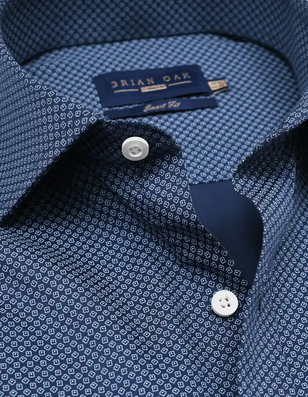 Mini Floral Print Shirt – Navy Blue - Brian Oak