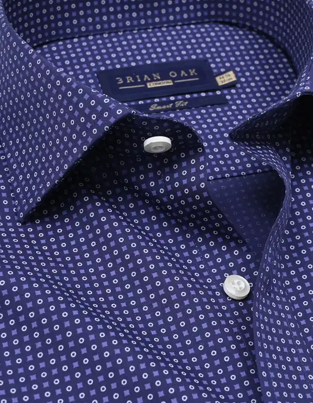 Easy Care Patterned Shirt – Egyptian Blue - Brian Oak