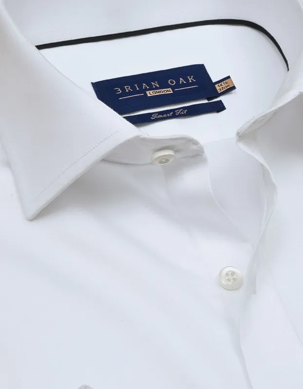 Easy Care White Satin Shirt - Brian Oak