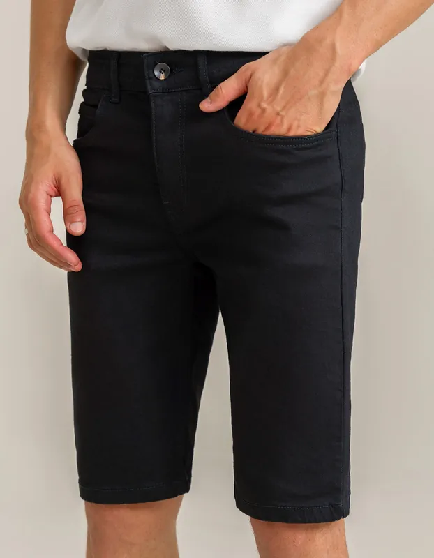 Black Smart Fit Denim Shorts - Brian Oak