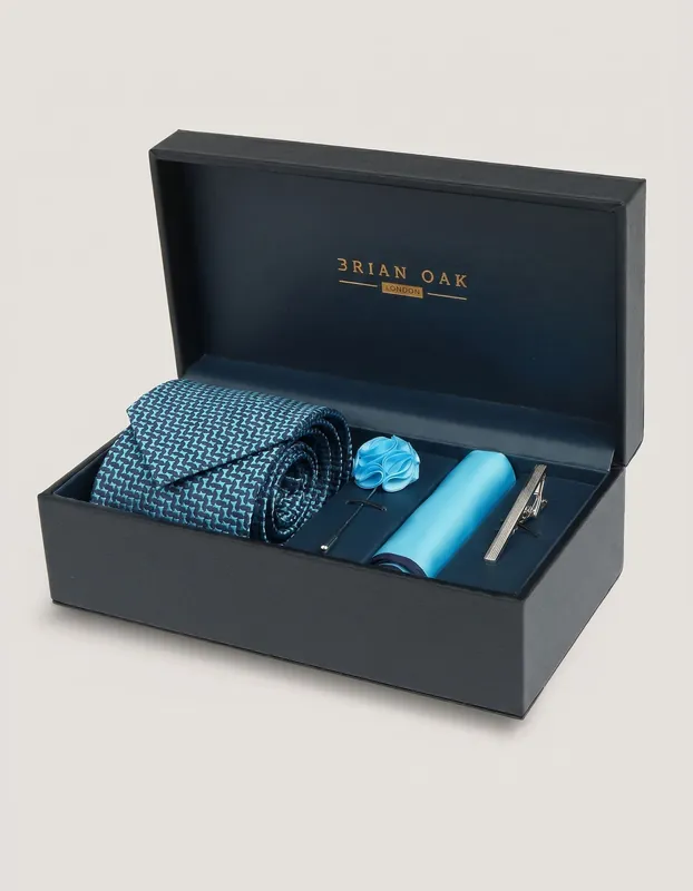 Luxury Geometric Light Blue Accessory Box - Brian Oak