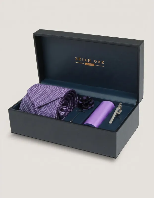 Lilac Geometric Men's Accessory Set - Brian Oak