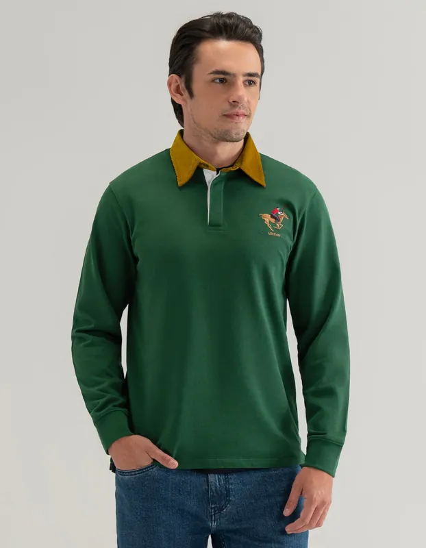 British Green Corduroy Collar Rugby Shirt - Brian Oak