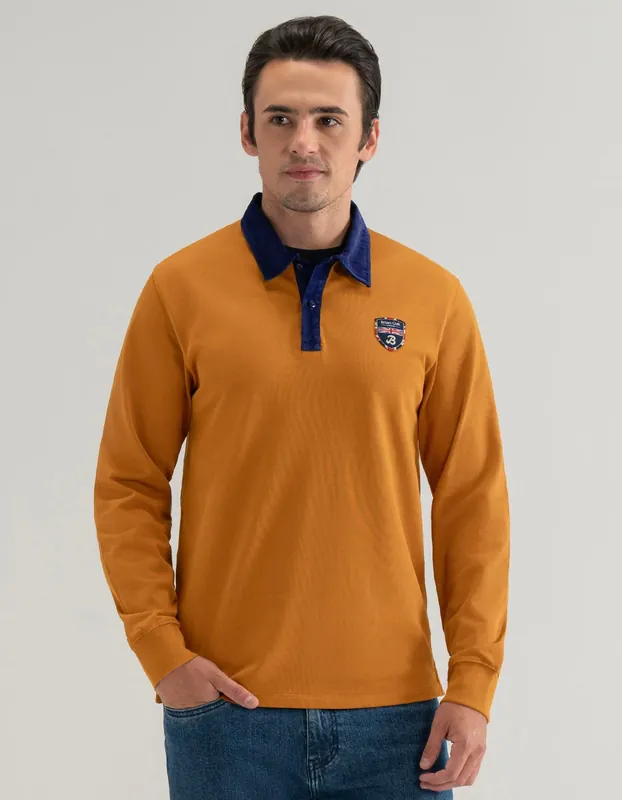 Mustard Orange Plain Rugby Shirt - Brian Oak