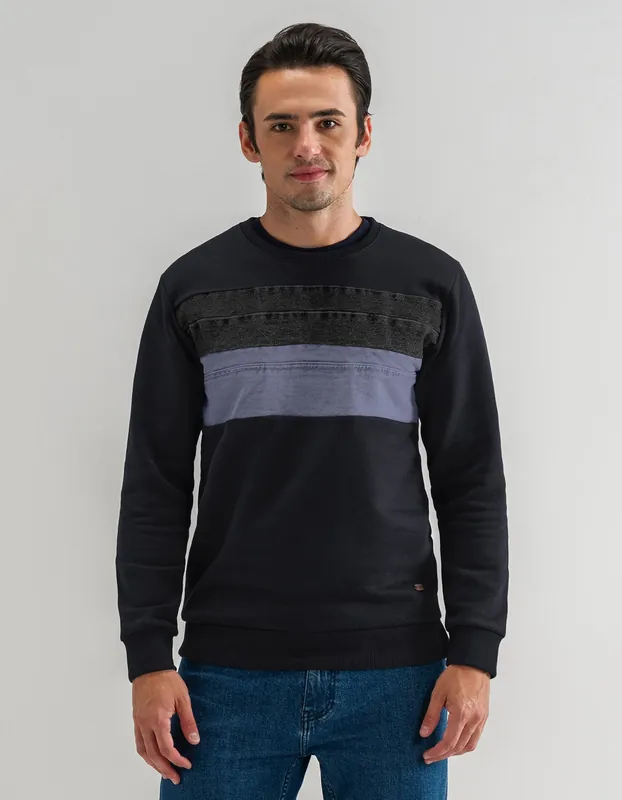 Modern Panelled Black Fleece Sweatshirt - Brian Oak