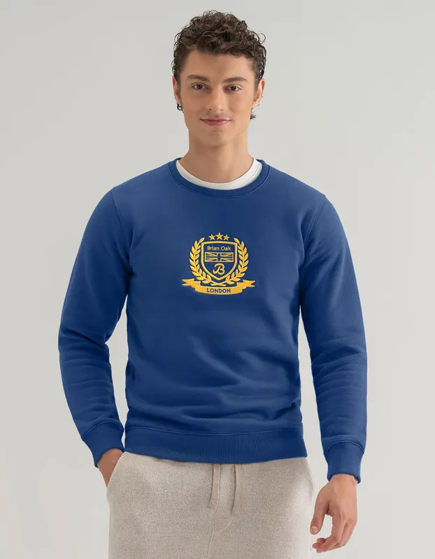 Medium Blue Embroidered Sweatshirt - Brian Oak
