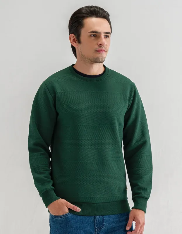 British Green Textured Jacquard Sweatshirt - Brian Oak