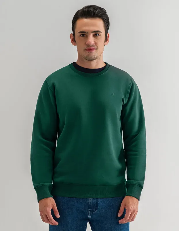 British Green Fleece Crewneck Sweatshirt - Brian Oak