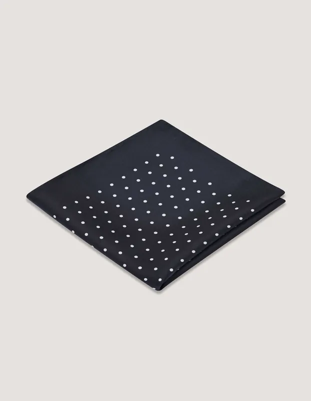 Black Polka Dot Silk Pocket Square - Brian Oak