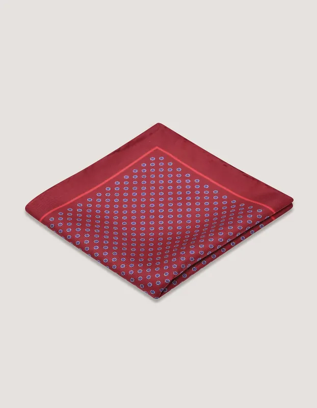 Maroon Patterned Silk Pocket Square - Brian Oak