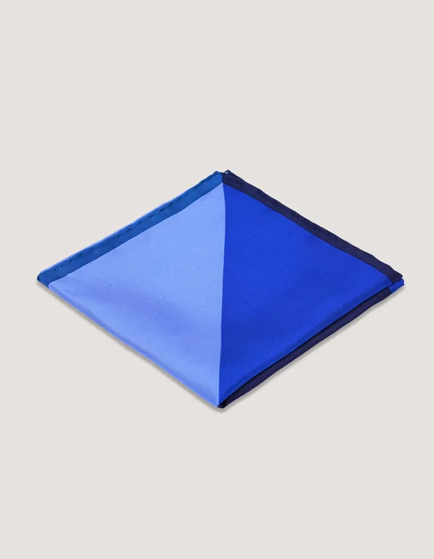 Plain Blue Designer Silk Pocket Square - Brian Oak