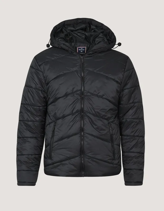 Black Hooded Puffer Jacket - Brian Oak