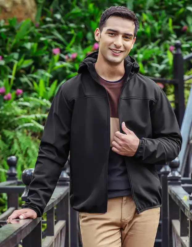 Black Hooded Windbreaker Jacket - Brian Oak