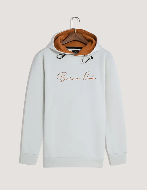 Off White Fleece Pullover Hoodie - Brian Oak