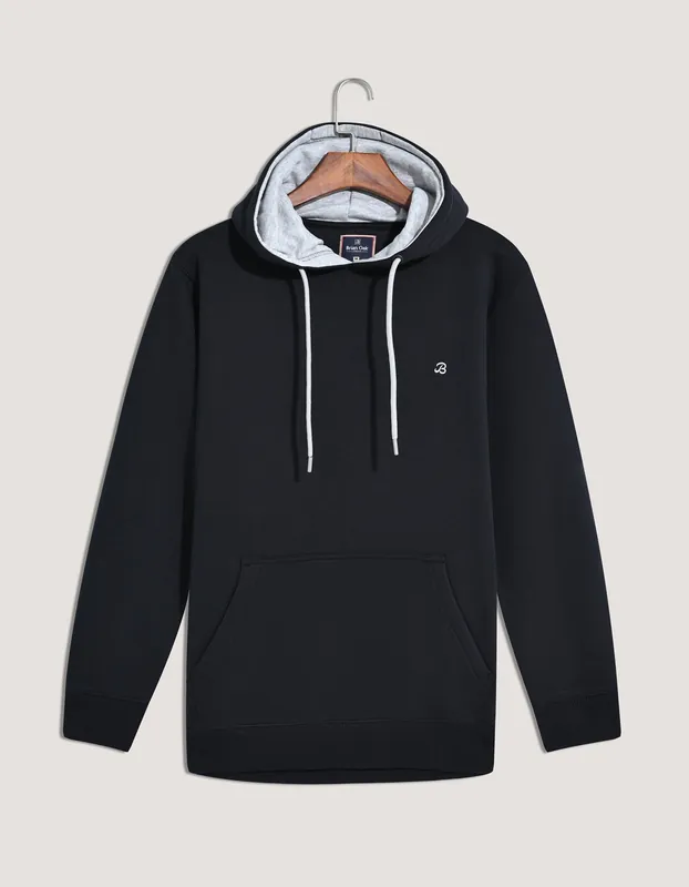 Black Plain Pullover Fleece Hoodie - Brian Oak