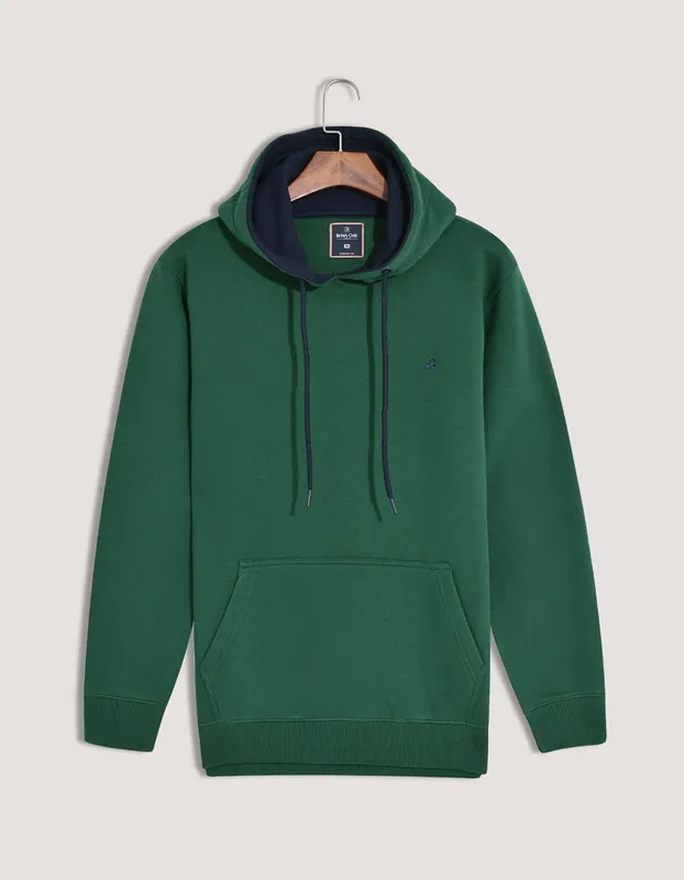 British Green Plain Pullover Fleece Hoodie - Brian Oak
