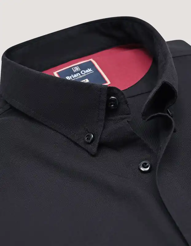 Black Long Sleeve Button Down Casual Shirt - Brian Oak