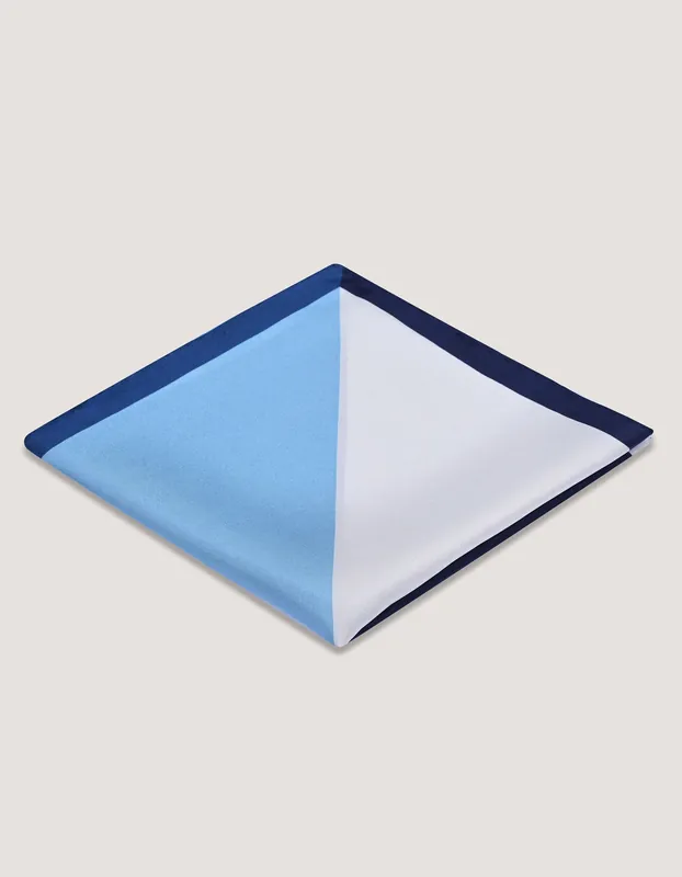 White and Light Blue Designer Silk Pocket Square - Brian Oak