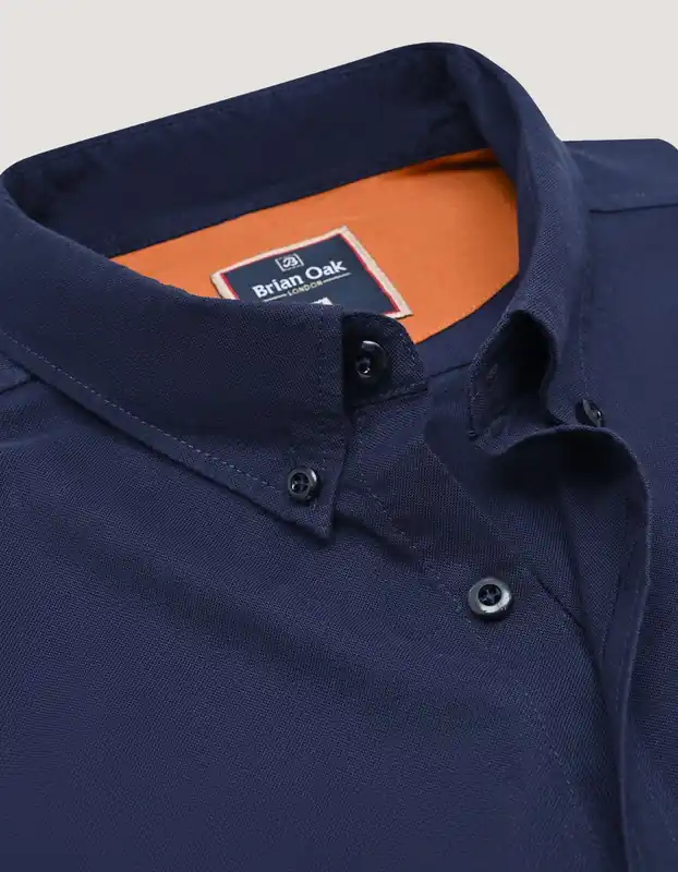 Navy Long Sleeve Button Down Casual Shirt - Brian Oak
