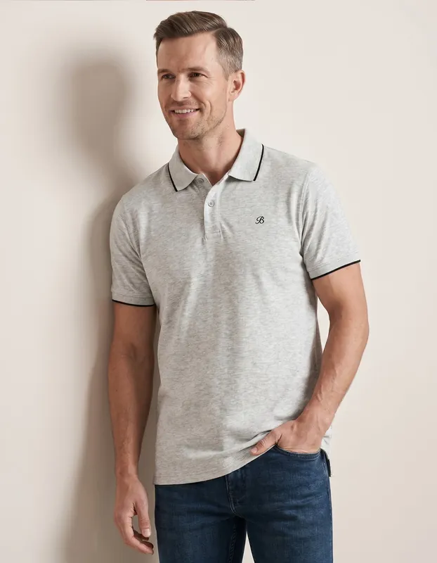 Grey Regular fit Cotton Polo Shirt - Brian Oak