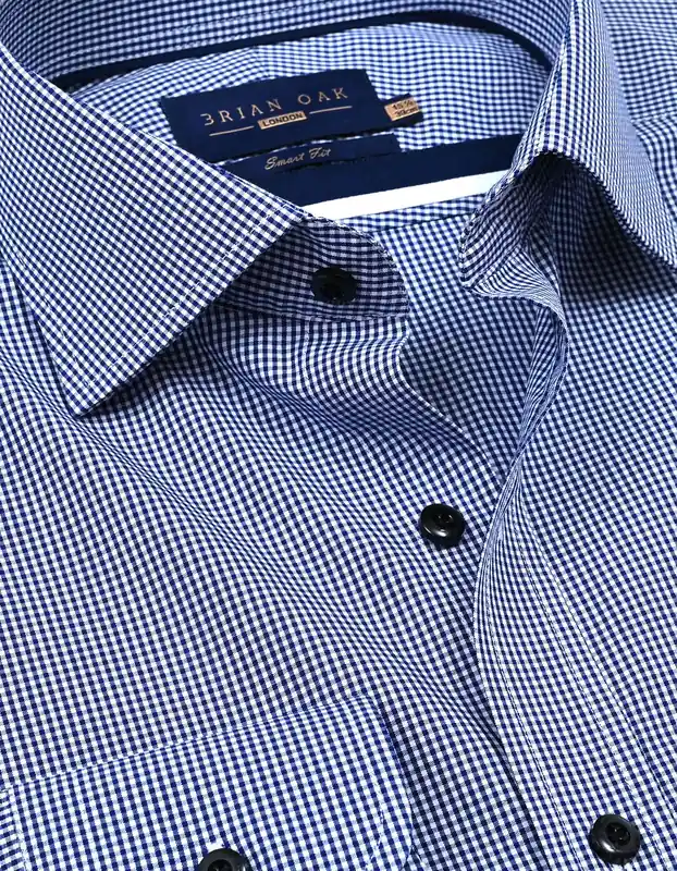 Royal Blue Mini Check Shirt - Brian Oak