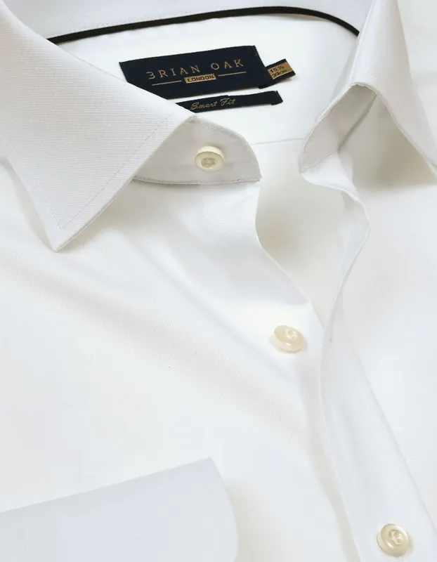 Plain White Cotton Dress Shirt - Brian Oak