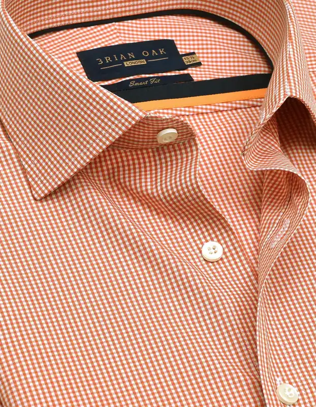 Orange Mini Check Shirt - Brian Oak