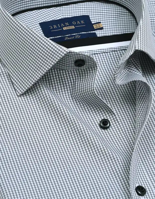 Grey Mini Check Shirt - Brian Oak