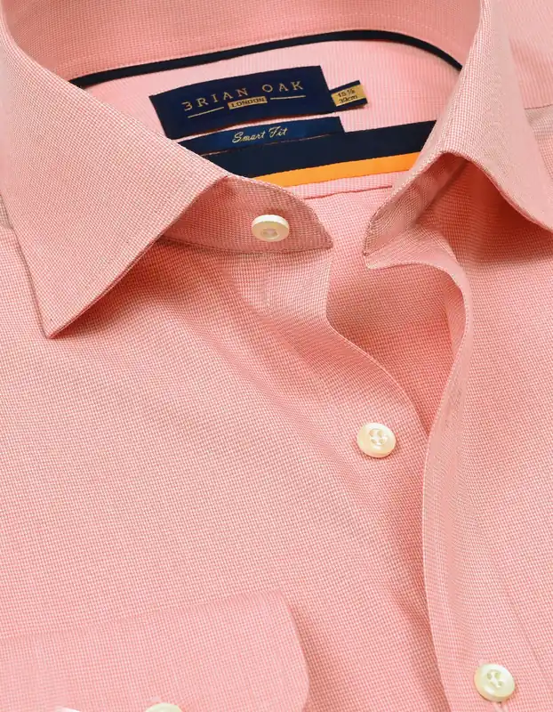 Light Orange Houndstooth Check Shirt - Brian Oak