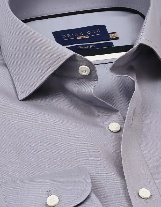 Easy Iron Grey Cotton Dress Shirt - Brian Oak