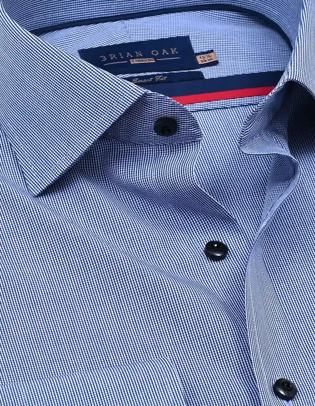 Royal Blue Check Pattern Shirt - Brian Oak