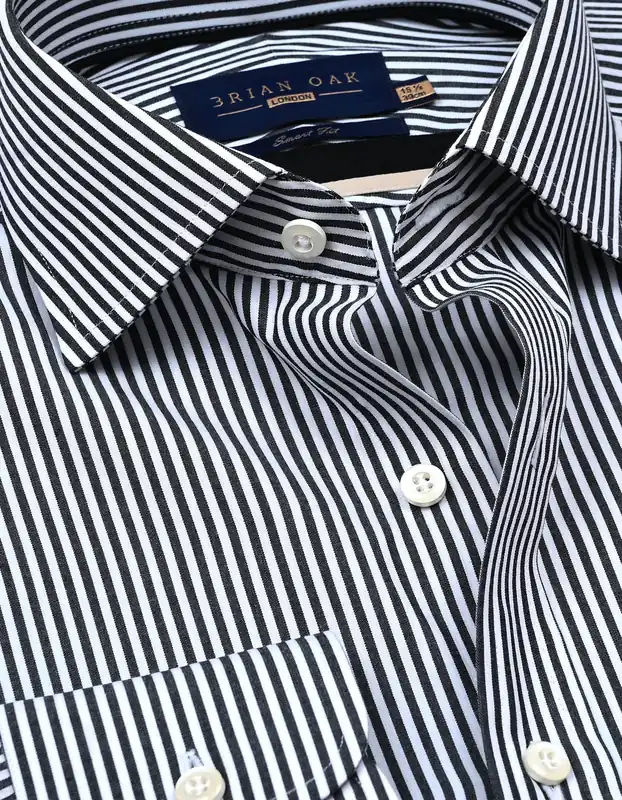 Black and White Striped Formal Shirt - Brian Oak