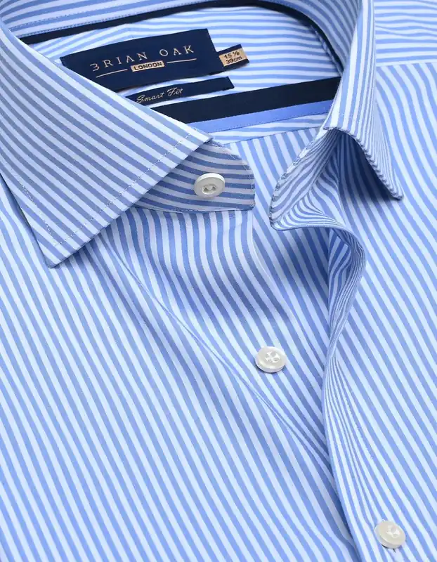 Sky Blue Vertical Striped Formal Shirt - Brian Oak