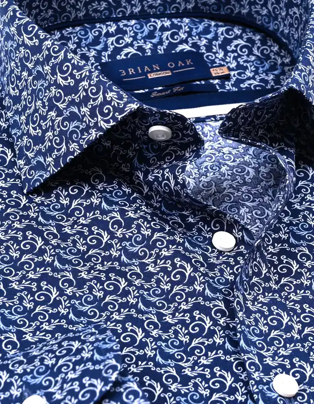 Navy Swirl Print Shirt - Brian Oak