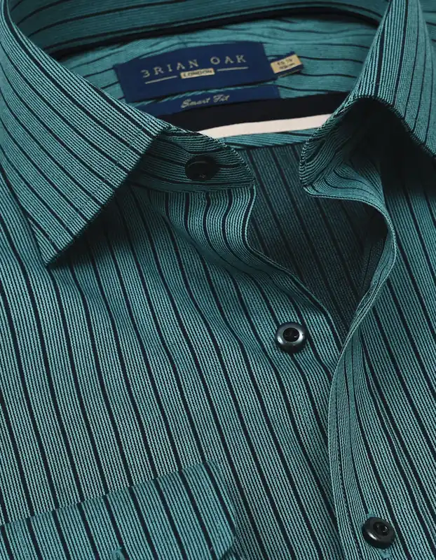 Sea Green Striped Dobby Shirt - Brian Oak