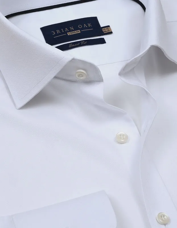White Self Textured Dobby Shirt - Brian Oak