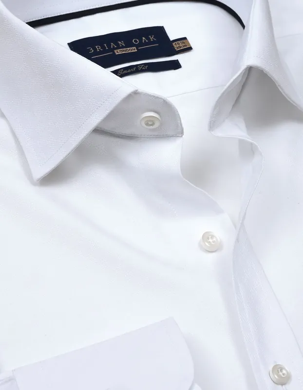 White Self Patterned Dobby Dress Shirt - Brian Oak