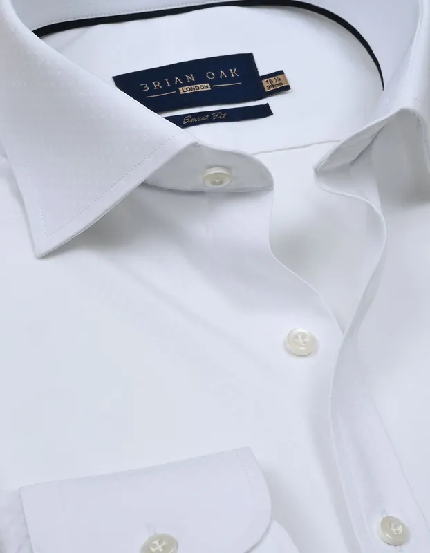 White Self Textured Smart Shirt - Brian Oak