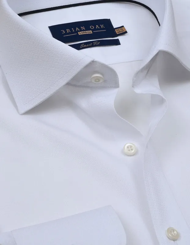 Geometric Self Textured White Shirt - Brian Oak