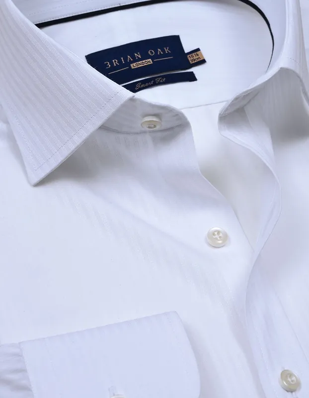 White Self Striped Textured Shirt - Brian Oak