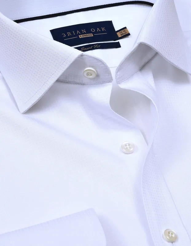 White Dotted Textured Smart Fit Shirt - Brian Oak