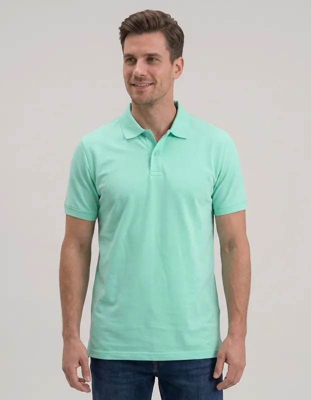 Aqua Tipped Pique Polo Shirt - Brian Oak