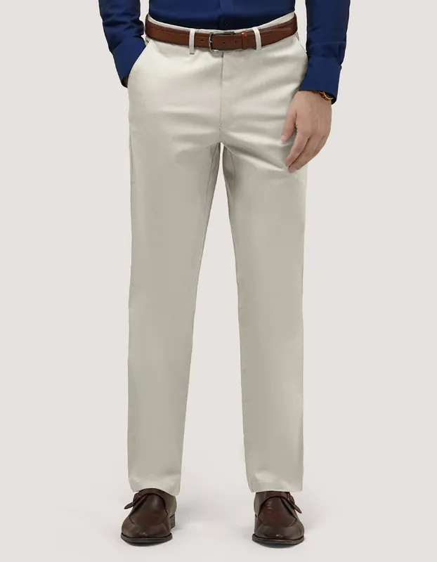 Smart Fit Stone Chino Trouser - Brian Oak