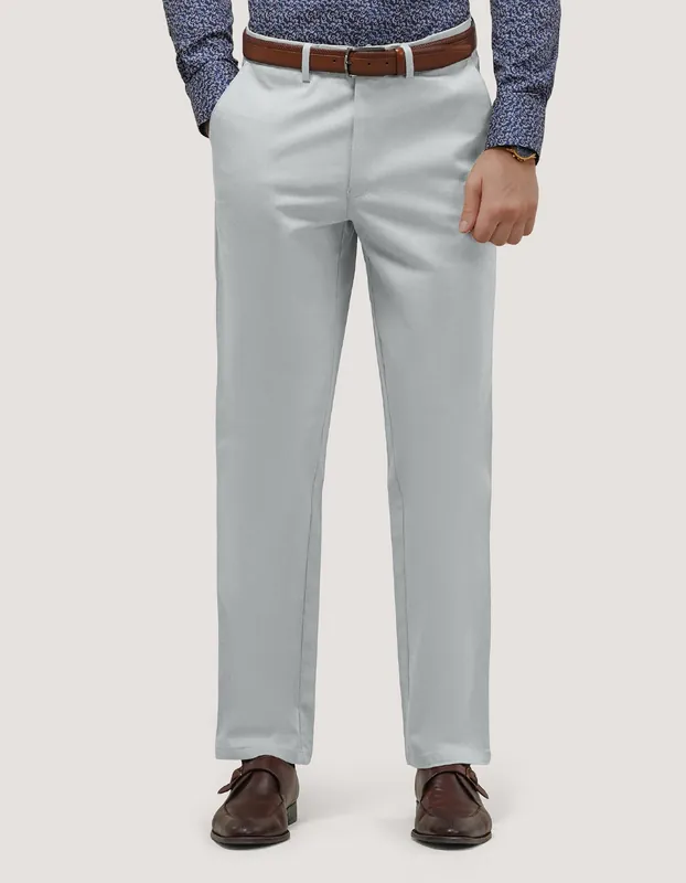 Silver Easy Care Chino Trouser - Brian Oak